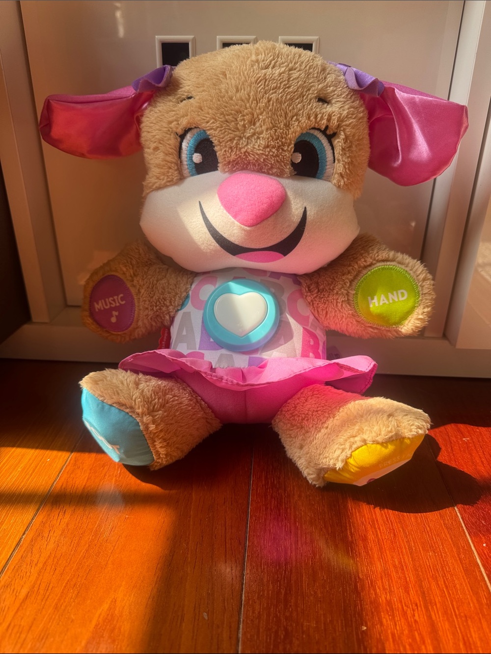 Plush Interactive Puppy Toy in Pink and Tan – Musical Learning Companion